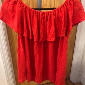 Red off the sleeve top